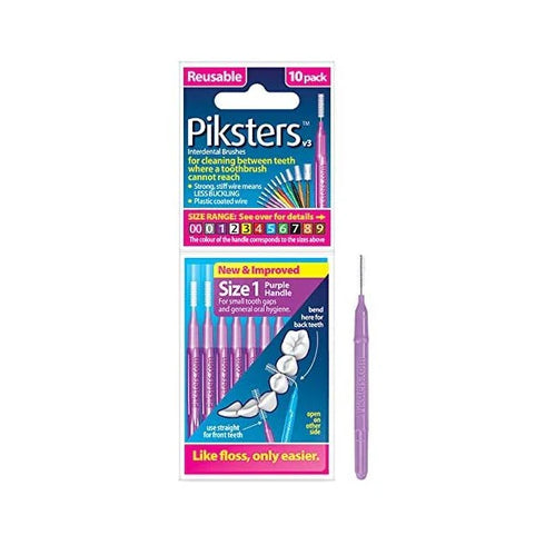 PIKSTERS Interdental Brush Size 1 Prpl 10pk-Piksters-Matakana Pharmacy